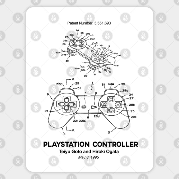 Playstation Controller Patent Black Sticker by Luve